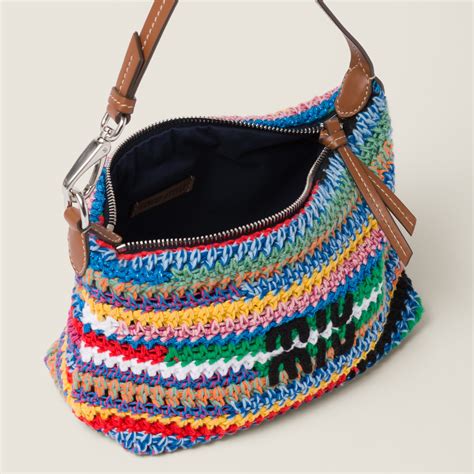 miu miu crochet pouch multicolor|multicolor fabric crochet bag.